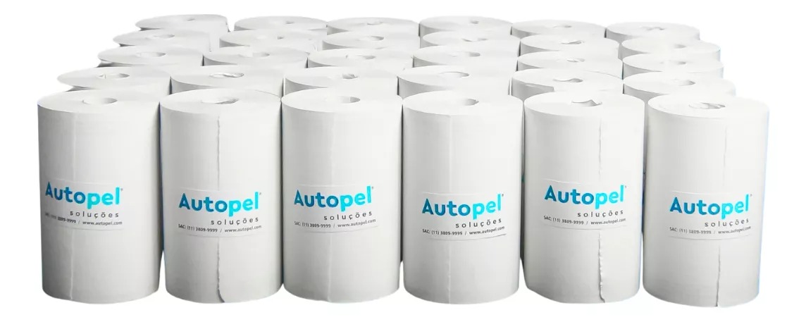 Autopel Caixa 30 Unidades Bobinas 80x40 40 metros Térmica Branco 44 g